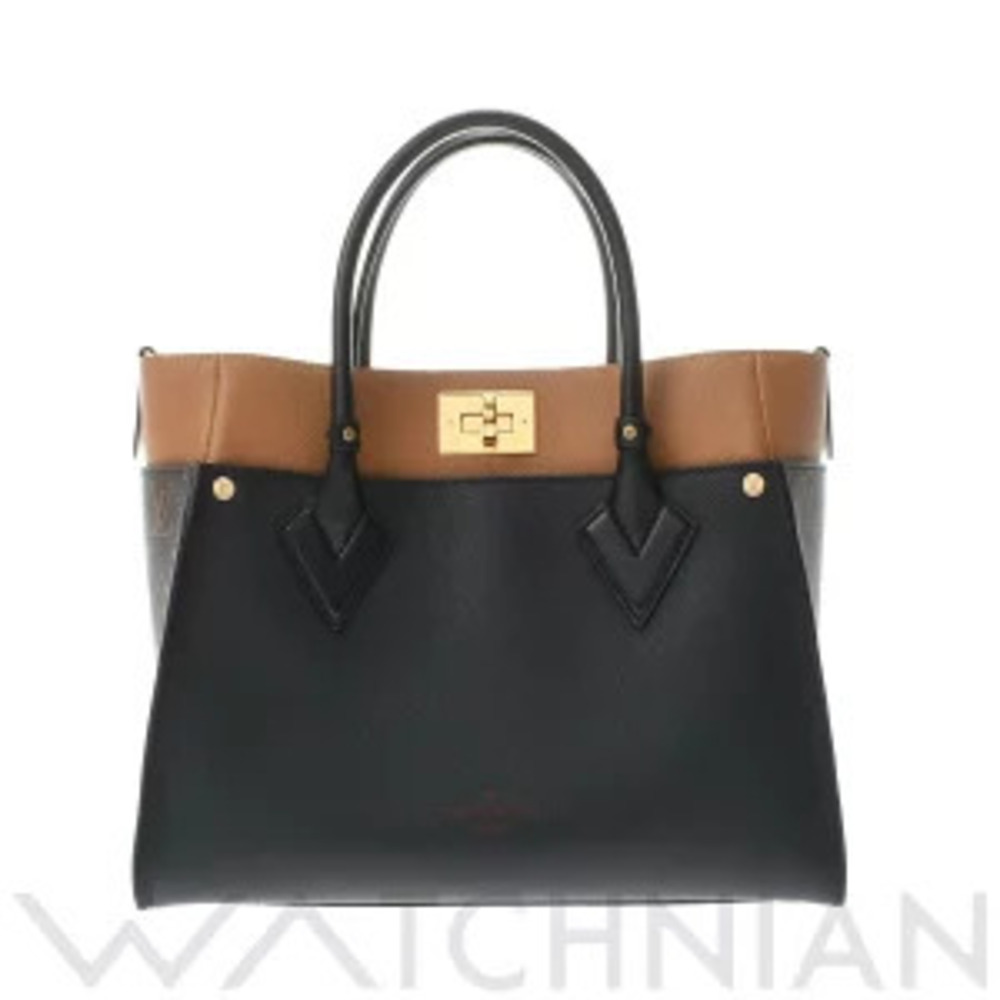 Louis Vuitton On My Side Noir Black Monogram Canvas Grained Calf Leather